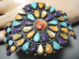Colorful Native American Navajo Turquoise Charoite Sterling Silver Shell Bracelet-Nativo Arts