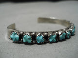Exquisite Vintage Zuni Native American Turquoise Sterling Silver Bracelet-Nativo Arts