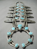 Carico Lake Turquoise Native American Sterling Silver Squash Blossom Necklace-Nativo Arts