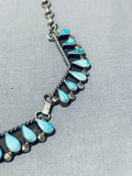 Fabulous Vintage Native American Zuni Blue Gem Turquoise Sterling Silver Necklace-Nativo Arts