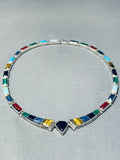 Native American Very Unique Vintage Navajo Turquoise Sterling Silver Necklace-Nativo Arts