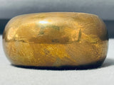 Luminous Vintage Signed Native American Navajo Solid Brass Huge Bracelet-Nativo Arts