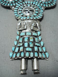 Best Vintage Native American Navajo Turquoise Kachina Sterling Silver Squash Blossom Necklace-Nativo Arts
