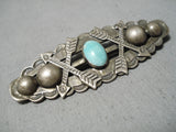 Marvelous Vintage Navajo Turquoise Sterling Silver Pin Native American Old-Nativo Arts