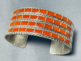 Jess Chavez Native American Zuni Coral Sterling Silver Bracelet-Nativo Arts