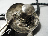 Rare Handmade Cowboy Hat Vintage Navajo Sterling Silver Native American Bolo Tie-Nativo Arts