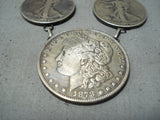Tremendous Navajo Native American Silver Coins Necklace-Nativo Arts