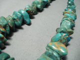 Chunky Heavy 200 Gram Vintage Native American Navajo Royston Turquoise Sterling Silver Necklace-Nativo Arts