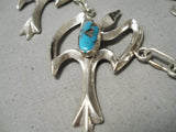 Important Betosi Family Vintage Native American Navajo Turquoise Sterling Silver Bird Necklace-Nativo Arts