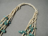 One Of Best Vintage Native American Navajo Green Nugget Necklace Heishi Old-Nativo Arts