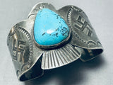 Huge Whirling Log Bird Vintage Native American Navajo Turquoise Sterling Silver Bracelet-Nativo Arts