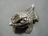 Wonderful Ben Yazzie Native American Navajo Horned Toad Sterling Silver Pin-Nativo Arts