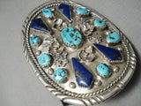 One Of The Best Vintage Native American Navajo Turquoise Lapis Sterling Silver Ketoh Bracelet-Nativo Arts