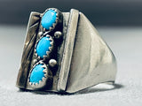 Exceptional Vintage Native American Navajo Sleeping Beauty Turquoise Sterling Silver Ring-Nativo Arts