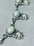 Signed Vintage Native American Navajo Green Turquoise Shell Sterling Silver Necklace-Nativo Arts