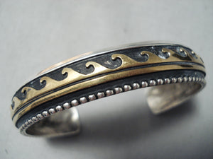 Authentic Vintage Native American Navajo Sterling Silver Wave Bracelet Cuff Old-Nativo Arts