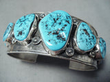 Dramatic Chee Vintage Native American Navajo Sleeping Beauty Turquoise Sterling Silver Bracelet-Nativo Arts