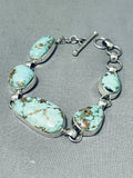 Gorgeous Native American Navajo Green Turquoise Sterling Silver Link Bracelet-Nativo Arts