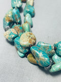 Chunks Of Green Turquoise Native American Navajo Sterling Silver Necklace-Nativo Arts