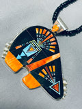 Extreme Inlay Huge Native American Navajo Turquoise Sterling Silver Necklace-Nativo Arts