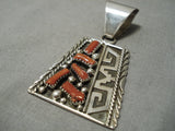 Remarkable Navajo Coral Sterling Silver Native American Pendant-Nativo Arts