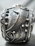 Huge Leaf Vintage Native American Navajo Turquoise Sterling Silver Bracelet-Nativo Arts