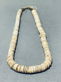 Native American Authentic Vintage Santo Domingo Tan Shell Sterling Silver Necklace Old-Nativo Arts
