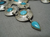 Museum Quality Vintage Native American Navajo Turquoise Chandelier Sterling Silver Earrings-Nativo Arts