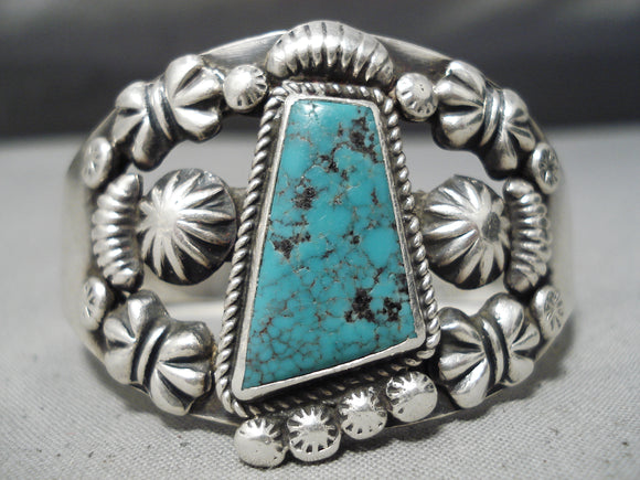 Kirk Smith Vintage Native American Navajo Authentic Sterling Silver Turquoise Bracelet-Nativo Arts