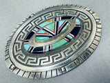 Museum Quality Technique Vintage Native American Navajo Turquoise Inlay Sterling Silver Buckle-Nativo Arts