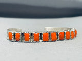 Very Rare Squared Coral Native American Navajo Sterling Silver Bracelet Cuff-Nativo Arts