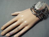 Huge Frog Vintage Native American Navajo Agate Sterling Silver Bracelet Cuff-Nativo Arts