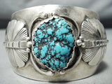 Huge Signed Vintage Native American Navajo Mike Turquoise Sterling Silver Bracelet-Nativo Arts