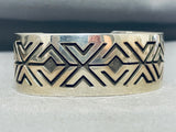 Signed Thick Native American Navajo Sterling Silver Bracelet-Nativo Arts