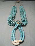 One Of The Best Vintage Native American Navajo Turquoise Chunk Jacla Necklace- 360 Grams!-Nativo Arts