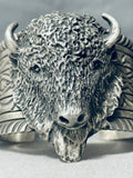 175 Grams Mind Boggling Native American Navajo Turquoise Sterling Silver Bison Bracelet-Nativo Arts