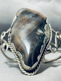 One Of The Chunkiest Vintage Native American Navajo Petrified Wood Sterling Silver Bracelet-Nativo Arts