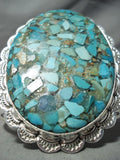 One Of The Biggest Native American Turquoise Inlay Sterling Silver Bracelet-Nativo Arts