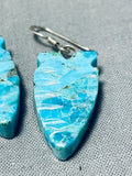 Fascinating Native American Navajo Turquoise Sterling Silver Earrings-Nativo Arts