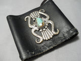 Impressive Vintage Native American Navajo Royston Turquoise Sterling Silver Bowguard Old-Nativo Arts