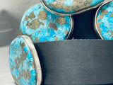 Native American 692 Gram Turquoise Slab Sterling Silver Rich Jim Signed Concho Belt-Nativo Arts