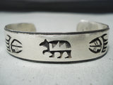 Important Vintage Hopi Native American Sterling Silver Bear Bracelet Old-Nativo Arts