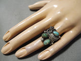 Incredible Vintage Native American Navajo Cerrillos Turquoise Sterling Silver Ring Old-Nativo Arts