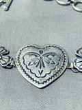 Liz Tom Hearts Of Love Vintage Native American Navajo Sterling Silver Link Bracelet-Nativo Arts