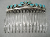 Exceptional Native American Navajo Royston Turquoise Sterling Silver Comb-Nativo Arts