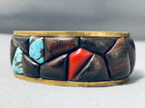 Native American Important Vintage Santo Domingo Anthony Lovato Brass Inlay Bracelet-Nativo Arts