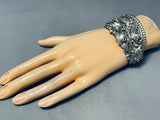 One Of The Most Detailed Ever Vintage Native American Navajo Sterling Silver Leaf Bracelet-Nativo Arts
