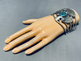 Incredible Native American Navajo Turquoise Sterling Silver Thunderbird Enormous Bracelet-Nativo Arts