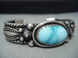 Famous Native American Navajo Al Jake Carico Lake Turquoise Sterling Silver Bracelet-Nativo Arts