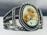 Important Heavy Wire Vintage Native American Navajo Sterling Silver Turquoise Bracelet-Nativo Arts